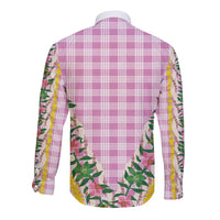 Hawaii Pikake Lokelani Plumeria Lei Long Sleeve Button Shirt Pink Palaka Motifs LT05 - Polynesian Pride