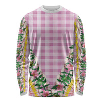 Hawaii Pikake Lokelani Plumeria Lei Long Sleeve Shirt Pink Palaka Motifs LT05 Unisex Pink - Polynesian Pride
