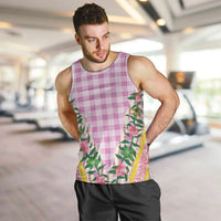 Hawaii Pikake Lokelani Plumeria Lei Men Tank Top Pink Palaka Motifs LT05 Pink - Polynesian Pride