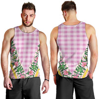 Hawaii Pikake Lokelani Plumeria Lei Men Tank Top Pink Palaka Motifs LT05 - Polynesian Pride