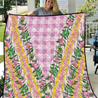 Hawaii Pikake Lokelani Plumeria Lei Quilt Pink Palaka Motifs LT05 Pink - Polynesian Pride