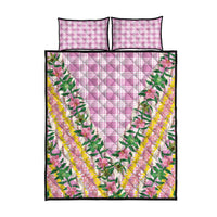 Hawaii Pikake Lokelani Plumeria Lei Quilt Bed Set Pink Palaka Motifs LT05 - Polynesian Pride