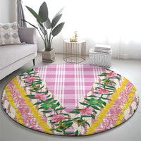 Hawaii Pikake Lokelani Plumeria Lei Round Carpet Pink Palaka Motifs LT05 - Polynesian Pride