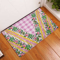 Hawaii Pikake Lokelani Plumeria Lei Rubber Doormat Pink Palaka Motifs LT05 - Polynesian Pride