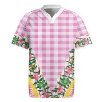 Hawaii Pikake Lokelani Plumeria Lei Rugby Jersey Pink Palaka Motifs LT05 Pink - Polynesian Pride