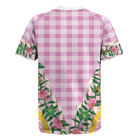 Hawaii Pikake Lokelani Plumeria Lei Rugby Jersey Pink Palaka Motifs LT05 - Polynesian Pride