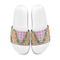 Hawaii Pikake Lokelani Plumeria Lei Slide Sandals Pink Palaka Motifs LT05 Pink - Polynesian Pride