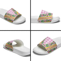 Hawaii Pikake Lokelani Plumeria Lei Slide Sandals Pink Palaka Motifs LT05 - Polynesian Pride