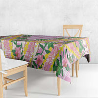 Hawaii Pikake Lokelani Plumeria Lei Tablecloth Pink Palaka Motifs LT05 - Polynesian Pride
