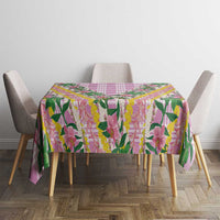 Hawaii Pikake Lokelani Plumeria Lei Tablecloth Pink Palaka Motifs LT05 - Polynesian Pride