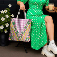 Hawaii Pikake Lokelani Plumeria Lei Tote Bag Pink Palaka Motifs LT05 - Polynesian Pride