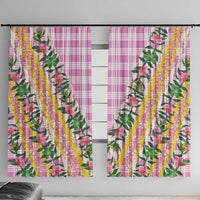 Hawaii Pikake Lokelani Plumeria Lei Window Curtain Pink Palaka Motifs LT05 With Hooks Pink - Polynesian Pride