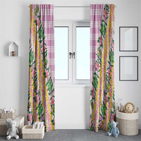 Hawaii Pikake Lokelani Plumeria Lei Window Curtain Pink Palaka Motifs LT05 - Polynesian Pride
