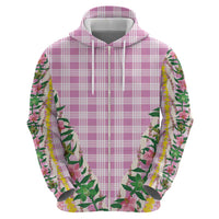 Hawaii Pikake Lokelani Plumeria Lei Zip Hoodie Pink Palaka Motifs LT05 - Polynesian Pride