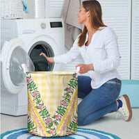 Hawaii Pikake Lokelani Plumeria Lei Laundry Basket Yellow Palaka Motifs LT05 - Polynesian Pride