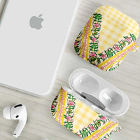 Hawaii Pikake Lokelani Plumeria Lei AirPods Case Yellow Palaka Motifs LT05 - Polynesian Pride