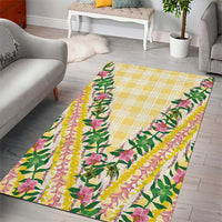 Hawaii Pikake Lokelani Plumeria Lei Area Rug Yellow Palaka Motifs LT05 - Polynesian Pride