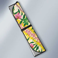 Hawaii Pikake Lokelani Plumeria Lei Auto Sun Shade Yellow Palaka Motifs LT05 - Polynesian Pride