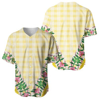 Hawaii Pikake Lokelani Plumeria Lei Baseball Jersey Yellow Palaka Motifs LT05 - Polynesian Pride