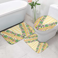 Hawaii Pikake Lokelani Plumeria Lei Bathroom Set Yellow Palaka Motifs LT05 - Polynesian Pride