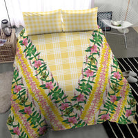 Hawaii Pikake Lokelani Plumeria Lei Bedding Set Yellow Palaka Motifs LT05 - Polynesian Pride