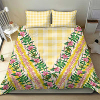 Hawaii Pikake Lokelani Plumeria Lei Bedding Set Yellow Palaka Motifs LT05 - Polynesian Pride