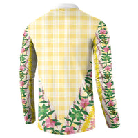 Hawaii Pikake Lokelani Plumeria Lei Button Sweatshirt Yellow Palaka Motifs LT05 - Polynesian Pride