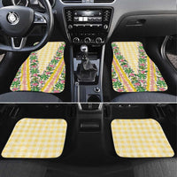 Hawaii Pikake Lokelani Plumeria Lei Car Mats Yellow Palaka Motifs LT05 Set 4pcs Yellow - Polynesian Pride