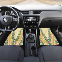Hawaii Pikake Lokelani Plumeria Lei Car Mats Yellow Palaka Motifs LT05 Set 2pcs - Front Yellow - Polynesian Pride