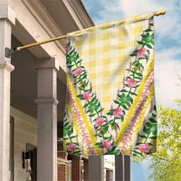 Hawaii Pikake Lokelani Plumeria Lei Garden Flag Yellow Palaka Motifs LT05 House Flag Yellow - Polynesian Pride