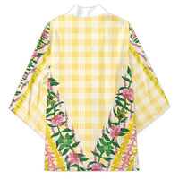 Hawaii Pikake Lokelani Plumeria Lei Kimono Yellow Palaka Motifs LT05 - Polynesian Pride