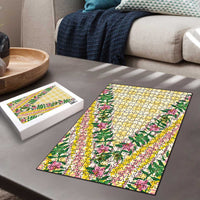 Hawaii Pikake Lokelani Plumeria Lei Puzzle Yellow Palaka Motifs LT05 - Polynesian Pride