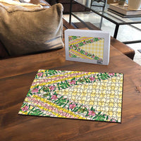Hawaii Pikake Lokelani Plumeria Lei Puzzle Yellow Palaka Motifs LT05 - Polynesian Pride