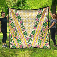 Hawaii Pikake Lokelani Plumeria Lei Quilt Yellow Palaka Motifs LT05 - Polynesian Pride