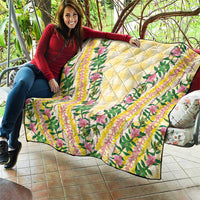 Hawaii Pikake Lokelani Plumeria Lei Quilt Yellow Palaka Motifs LT05 - Polynesian Pride