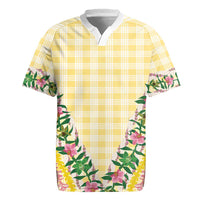 Hawaii Pikake Lokelani Plumeria Lei Rugby Jersey Yellow Palaka Motifs LT05 Yellow - Polynesian Pride
