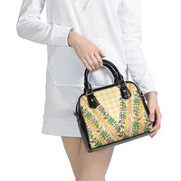 Hawaii Pikake Lokelani Plumeria Lei Shoulder Handbag Yellow Palaka Motifs LT05 - Polynesian Pride