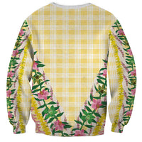 Hawaii Pikake Lokelani Plumeria Lei Sweatshirt Yellow Palaka Motifs LT05 - Polynesian Pride