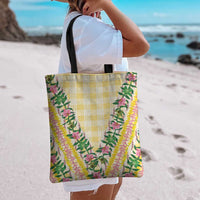 Hawaii Pikake Lokelani Plumeria Lei Tote Bag Yellow Palaka Motifs LT05 - Polynesian Pride