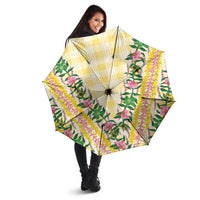 Hawaii Pikake Lokelani Plumeria Lei Umbrella Yellow Palaka Motifs LT05 - Polynesian Pride
