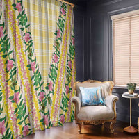 Hawaii Pikake Lokelani Plumeria Lei Window Curtain Yellow Palaka Motifs LT05 - Polynesian Pride