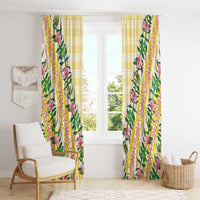 Hawaii Pikake Lokelani Plumeria Lei Window Curtain Yellow Palaka Motifs LT05 - Polynesian Pride