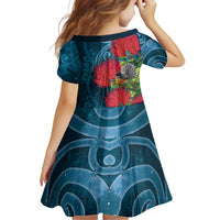 New Zealand Matariki Piwakawaka Family Matching Mermaid Dress and Hawaiian Shirt Maori Koru With Pohutukawa Flowers