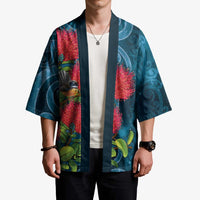 New Zealand Matariki Piwakawaka Kimono Maori Koru With Pohutukawa Flowers