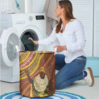 Hawaii King Kamehameha Laundry Basket Hawaiian Kakau Pattern With Leis LT05 - Polynesian Pride