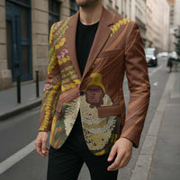 Hawaii King Kamehameha Blazer Hawaiian Kakau Pattern With Leis LT05 - Polynesian Pride