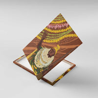 Hawaii King Kamehameha Canvas Wall Art Hawaiian Kakau Pattern With Leis LT05 With Frame Brown - Polynesian Pride
