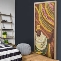 Hawaii King Kamehameha Door Cover Hawaiian Kakau Pattern With Leis LT05 - Polynesian Pride