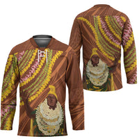 Hawaii King Kamehameha Hockey Jersey Hawaiian Kakau Pattern With Leis LT05 - Polynesian Pride