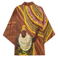 Hawaii King Kamehameha Kimono Hawaiian Kakau Pattern With Leis LT05 - Polynesian Pride